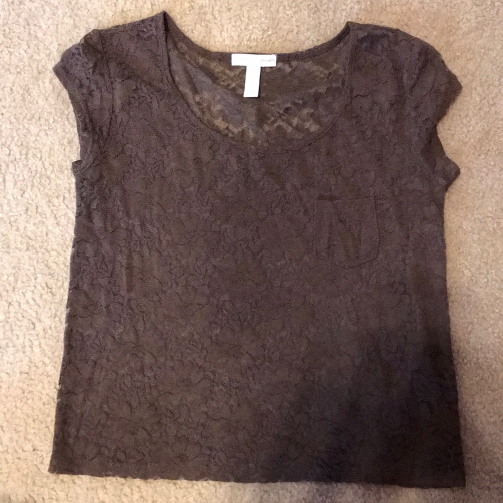Ambiance apparel brown lace crop top
